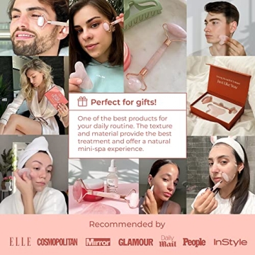 PLANTIFIQUE Rose Quartz Face Roller & Gua Sha Set for All