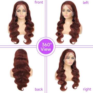 Vemalin Reddish Brown Lace Front Wigs Human Hair Auburn Brown 13x4 HD Transparent Lace Front Wigs Human Hair for Black Women 180% Density Body Wave Pre Plucked Glueless Lace Front Wigs 24 Inch
