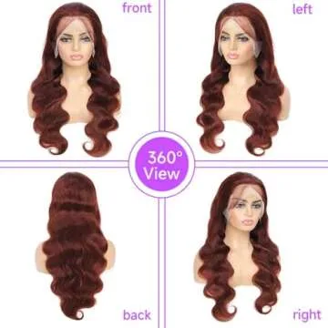 Vemalin Reddish Brown Lace Front Wigs Human Hair Auburn Brown 13x4 HD Transparent Lace Front Wigs Human Hair for Black Women 180% Density Body Wave Pre Plucked Glueless Lace Front Wigs 24 Inch