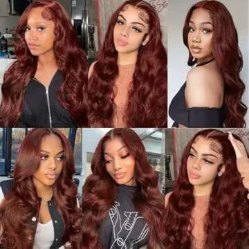 Vemalin Reddish Brown Lace Front Wigs Human Hair Auburn Brown 13x4 HD Transparent Lace Front Wigs Human Hair for Black Women 180% Density Body Wave Pre Plucked Glueless Lace Front Wigs 24 Inch