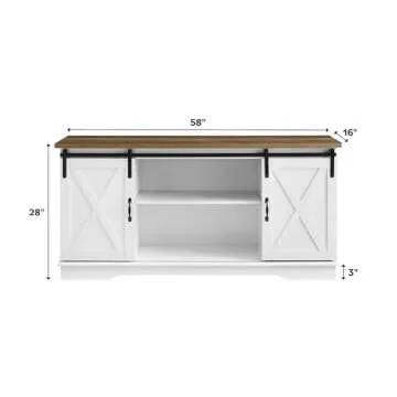 Walker Edison Richmond Modern Farmhouse Sliding Barn Door TV Stand for TVs up to 65 Inches, 58 Inch, White Oak/ Traditional Brown