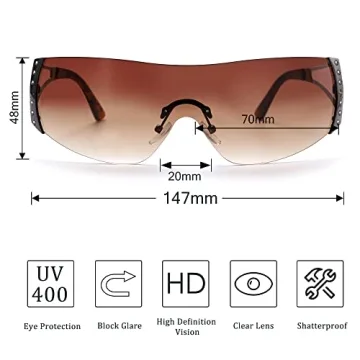 GUVIVI Y2K Wrap Around Sunglasses UV400 Protection Futuristic