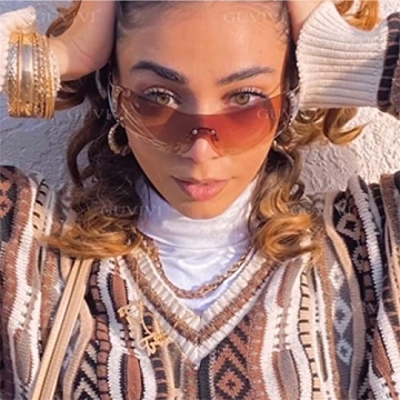 GUVIVI Y2K Wrap Around Sunglasses UV400 Protection Futuristic