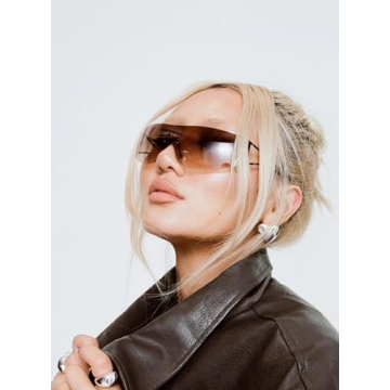 GUVIVI Y2K Wrap Around Sunglasses UV400 Protection Futuristic