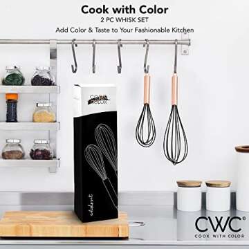 COOK WITH COLOR Silicone Whisks Set - Rose Gold and Black