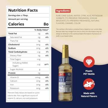 Torani Coffee Syrup, French Vanilla Flavored Syrup for Drinks, Pump Included, 25.4 Fl Oz