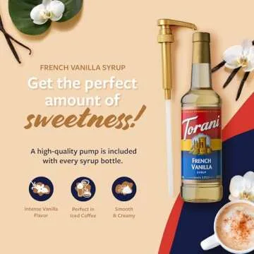 Torani Coffee Syrup, French Vanilla Flavored Syrup for Drinks, Pump Included, 25.4 Fl Oz