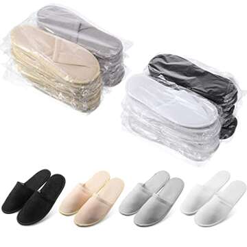 Geyoga 24 Pairs Disposable Slippers for Guests - Soft Hotel Spa Slippers for Indoor Use