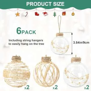 Succulentlovers 6pcs Rustic Boho Christmas Ornaments Decorative Set