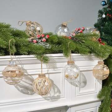 Succulentlovers 6pcs Rustic Boho Christmas Ornaments Decorative Set