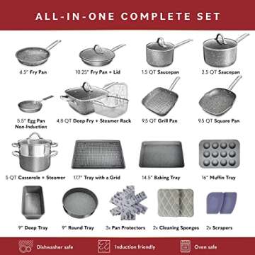 Home Hero 23-Piece Non Stick Pots and Pans Set - Induction Compatible, Durable Cookware