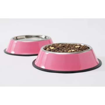 Podinor Stainless Steel Dog Bowls, Food and Water Non Slip Anti Skid Stackable Pet Puppy Dishes for ...