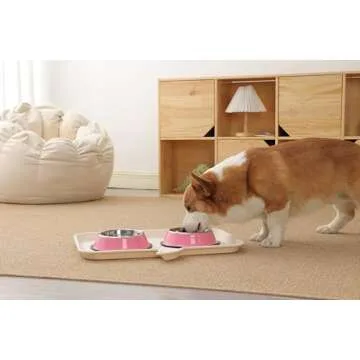 Podinor Stainless Steel Dog Bowls, Food and Water Non Slip Anti Skid Stackable Pet Puppy Dishes for Small, Medium and Large Dogs (2 Pack)