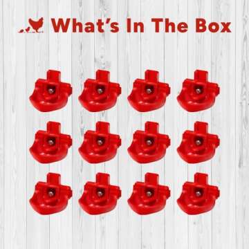RentACoop DIY Waterer Kit - Horizontal Nipples with Dribble Dish and Installation Tool - Great for Chickens, Turkeys, Peafowl, and Other Poultry - 12 Pack