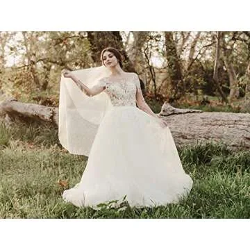 SWEETV 2 Tier Pearl Wedding Veil for Brides