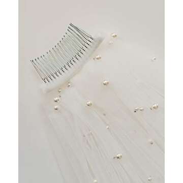 SWEETV 2 Tier Pearl Wedding Veil for Brides