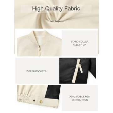 Tankaneo Women's Stylish Crop Bomber Jacket with Pockets