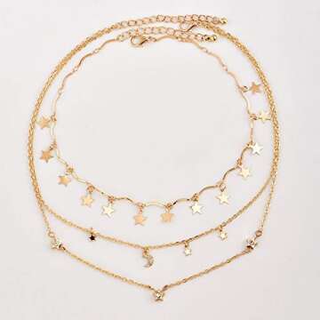 BERYUAN Simple Choker Moon Star Choker Pendant Necklace Trendy Choker Necklace for Women