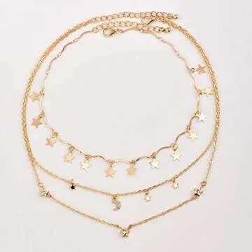 BERYUAN Simple Choker Moon Star Choker Pendant Necklace Trendy Choker Necklace for Women