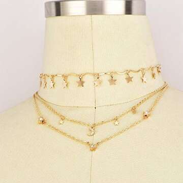 BERYUAN Simple Choker Moon Star Choker Pendant Necklace Trendy Choker Necklace for Women