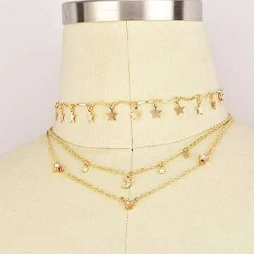 BERYUAN Simple Choker Moon Star Choker Pendant Necklace Trendy Choker Necklace for Women