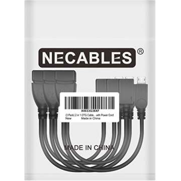 NECABLES 3Pack 2 in 1 OTG Cable for TV Stick with Power Cord USB Type A Female to Micro USB Male and Female Also Compatible with Android and Windows Phone