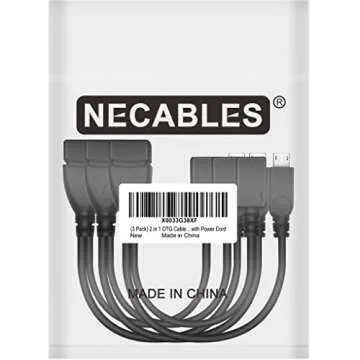 NECABLES 3Pack 2 in 1 OTG Cable for TV Stick with Power Cord USB Type A Female to Micro USB Male and Female Also Compatible with Android and Windows Phone