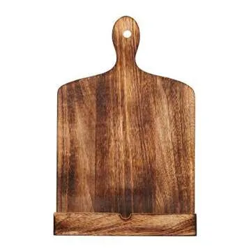 Wooden Cookbook Stand for Kitchen Counter Recipie Book Holder for Cooking, Solid Wood Chopping Board Style Foldable and Durable Recipe Holder for Tablets and Cookbooks (Brown)