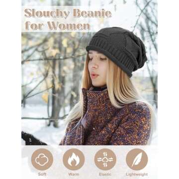 Senker Fashion 2 Pack Womens Slouchy Beanie Winter Knit Soft Hat for Women and Men
