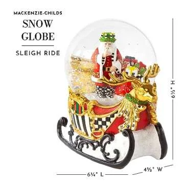 MACKENZIE-CHILDS Snow Globe, Christmas Decoration for Living Room, Holiday Decor, Sleigh Ride