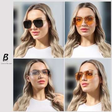 BOTPOV Trendy Aviator Sunglasses Men Women Retro Rimless Metal Frame Shades Lentes De Sol Para Mujer...