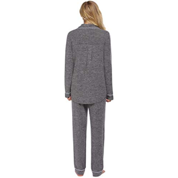 Ekouaer Pajama Sets Women's Long Sleeve Sleepwear Soft Button Down Nightwear Two Piece Pjs Set (Grey,M)