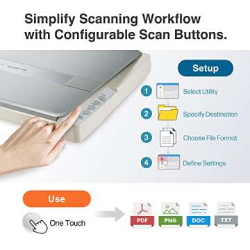 plustek Large Format Flatbed Scanner OS 1180 - A3 / Tabloid/Legal Size scan, Up to 1200 DPI scan Resolution for Blueprints and Document. Design for Library, School and Soho, Support Mac and PC