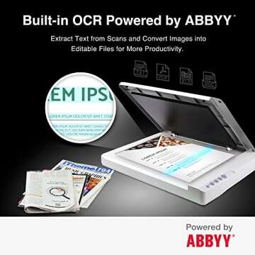 plustek Large Format Flatbed Scanner OS 1180 - A3 / Tabloid/Legal Size scan, Up to 1200 DPI scan Resolution for Blueprints and Document. Design for Library, School and Soho, Support Mac and PC