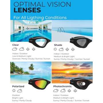 AqtivAqua Swim Goggles Swimming Goggles for Adult Men Women Kids 6-14 Youth Girls Boys Childrens DX-S (All Black frame, Silver case, Shade lens)