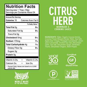 Noble Made by The New Primal, Citrus Herb Marinade & Cooking Sauce, 12 Ounce