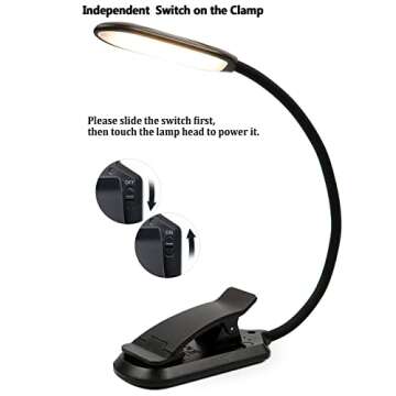LiFMIRA Book Light, 3 Color Modes 3000-6000K 10 Brightness, 30min Timer Lightweight 10 LED Rechargeable Book Light for Reading in Bed, Eye Care Reading Light for Kids Students, Book Lovers, Bookworms