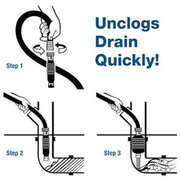 Drain King 186 Unclogs Bathroom Sinks, Showers, and Swimming Pool Drains, 1.5 to 3 Inch
