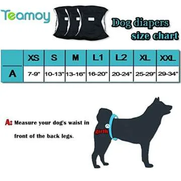 Teamoy 3 Pack Male Dog Diaper Wrap, Washable Puppy Belly Bands, Super-Absorbent and Comfortable(M,13"-16" Waist,Black)
