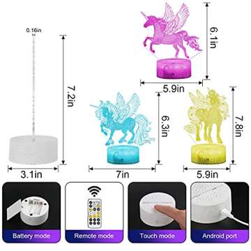 Magical 3D Unicorn Night Light for Kids - 7 Colors