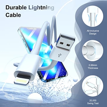 iPhone Charger Apple MFi Certified Lightning Cable 6FT Fast Charging Cord Compatible with iPhone 14 13 12 11 Pro Max XR XS X 8 7 Plus 6S / iPad/Carplay (3 Pack)