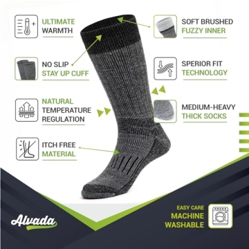 Alvada Warm Wool Socks for Winter Charcoal Color