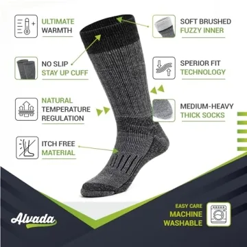 Alvada Warm Wool Socks for Winter Charcoal Color