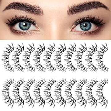 Bershnor False Lashes 3D Cat-Eye Volume Eyelashes Clear Band Lashes Natural Look Faux Mink Invisible...