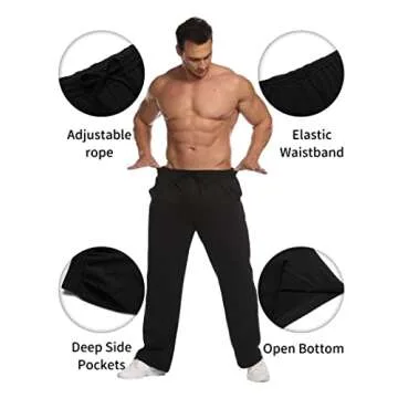 Deyeek Men's Lightweight Sweatpants Open Bottom Sweat Pants for Men Straight Leg Gym Sweatpants Lounge Pants with Pockets