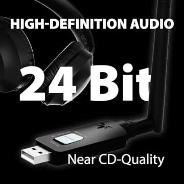 Avantree DG60P - Long Range USB Bluetooth 5.3 Adapter for PS5, PS4, PC, Laptop, Mac, aptX-Adaptive and Low Latency, 24-bit HD Wireless Audio Dongle Transmitter for Connecting Headphones, Speakers