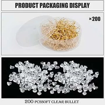 200PCS Hypoallergenic Bead & Spring Surgical Stainless Steel Earring Hooks With 200pcs Earring backs For Jewelry Making DIY (Golden).