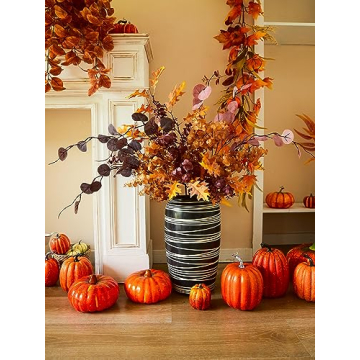 MISSPIN Thanksgiving Decorations - Fall Decor - 9pcs 33.5inch Artificial Eucalyptus Maple Leaves Ste...