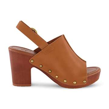 CUSHIONAIRE Women's Sisi Faux Wood Sandal +Comfort Foam & LiteSole Technology, Wide Widths Available, Caramel 8.5