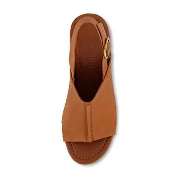 CUSHIONAIRE Women's Sisi Faux Wood Sandal +Comfort Foam & LiteSole Technology, Wide Widths Available, Caramel 8.5